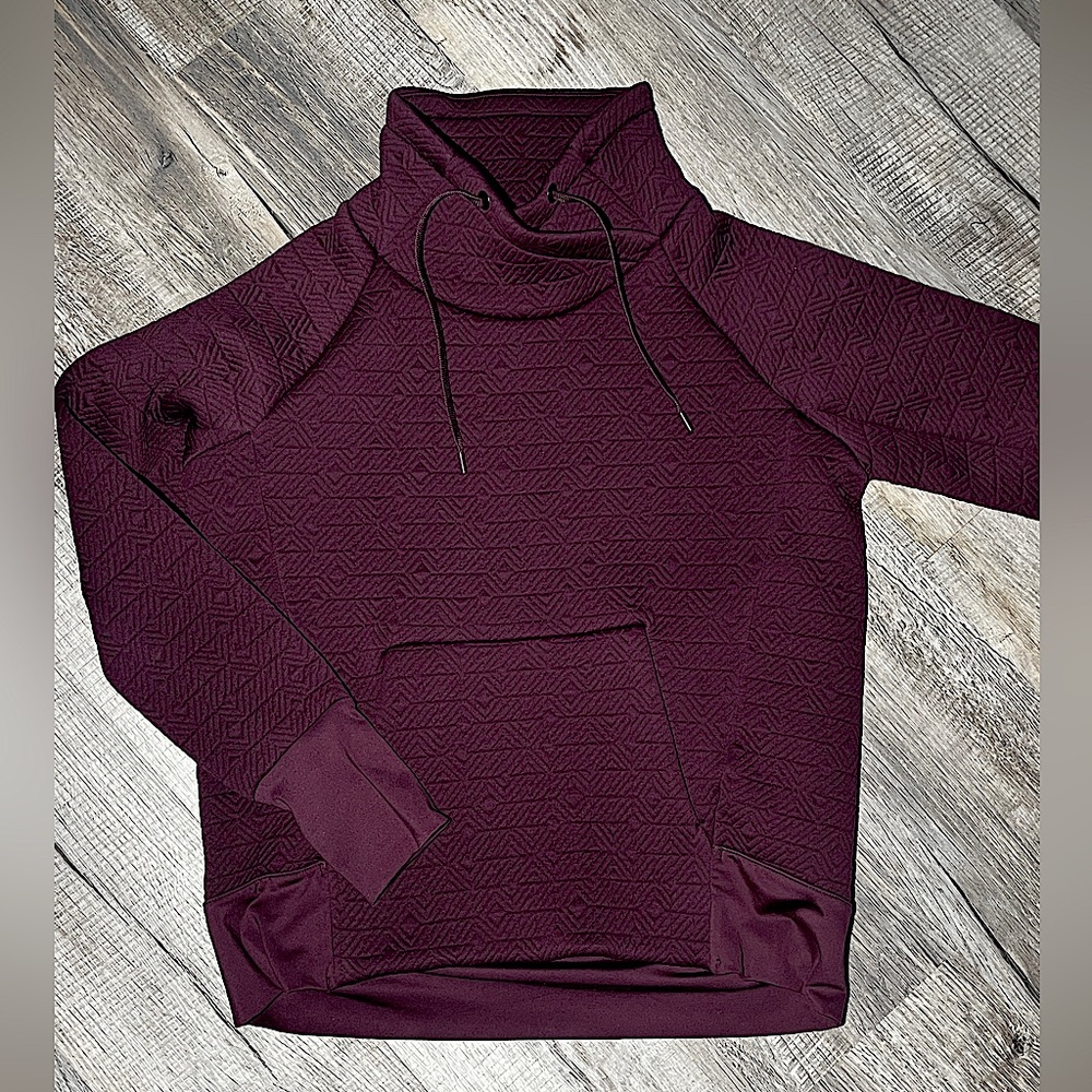 Athleta Quilted Funnel Neck Pullover Sweatshirt - Size Small, Burgundy